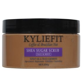 KYLIEFIT Coffee & Brazilian Nut Shea Sugar Scrub, Lightening, Rejuvenate, Exfolilate, Nourishing, Cleaning Skin, Face & Body Use (Color: Coffee Scrub)