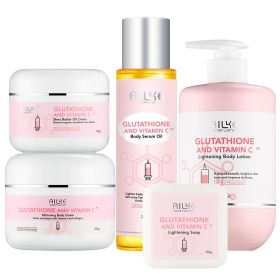 AILKE Whitening Dark Spots Corrector, Brighten Lotion, With Glutathion, Shea Butter, Collagen, Moisturizing Body Cream (Color: 5 in 1 set)
