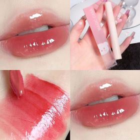 Crystal Glossy Lip Glaze Mirror Cute Bear Lip Gloss Waterproof Transparent Nude Liquid Lipstick Lip Girls Makeup Korean Makeup (Color: C03)